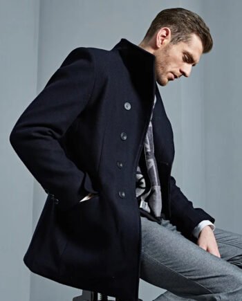Classic Autumn Winter Solid Color Woolen Coat Men's Business Casual Slim Mid-Length 50% Wool Windbreaker Outwear Overcoat Jacket