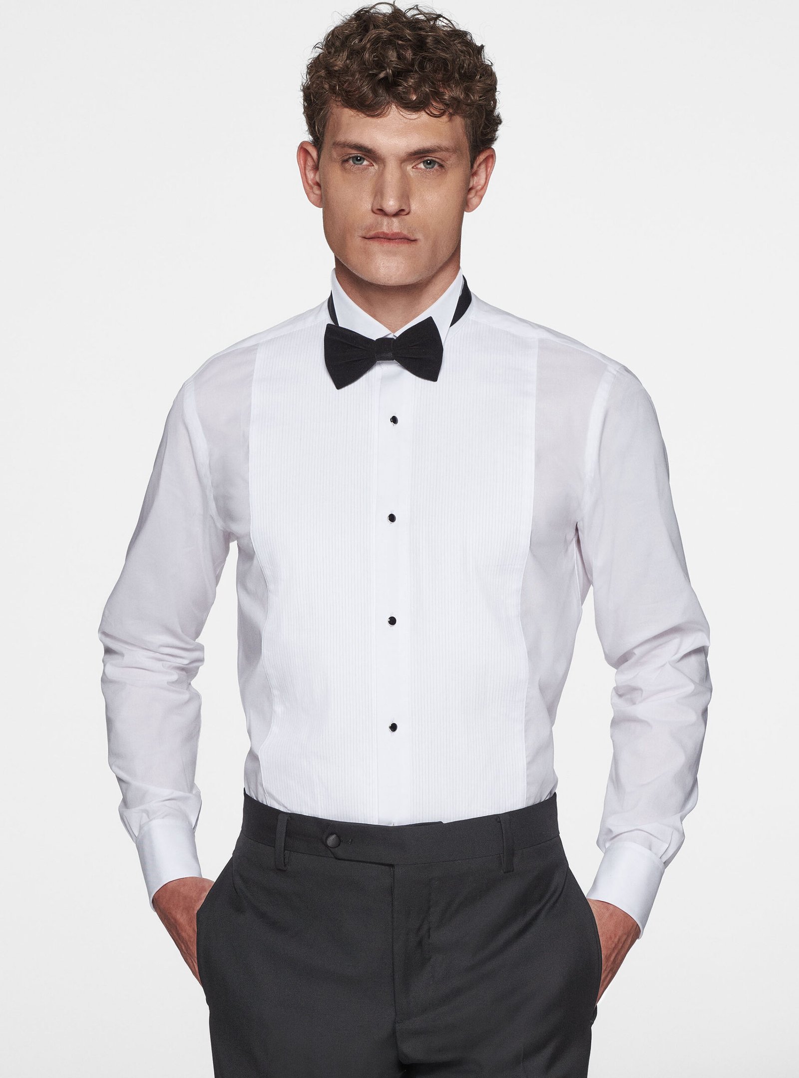 Stretch poplin diplomatic smoking shirt