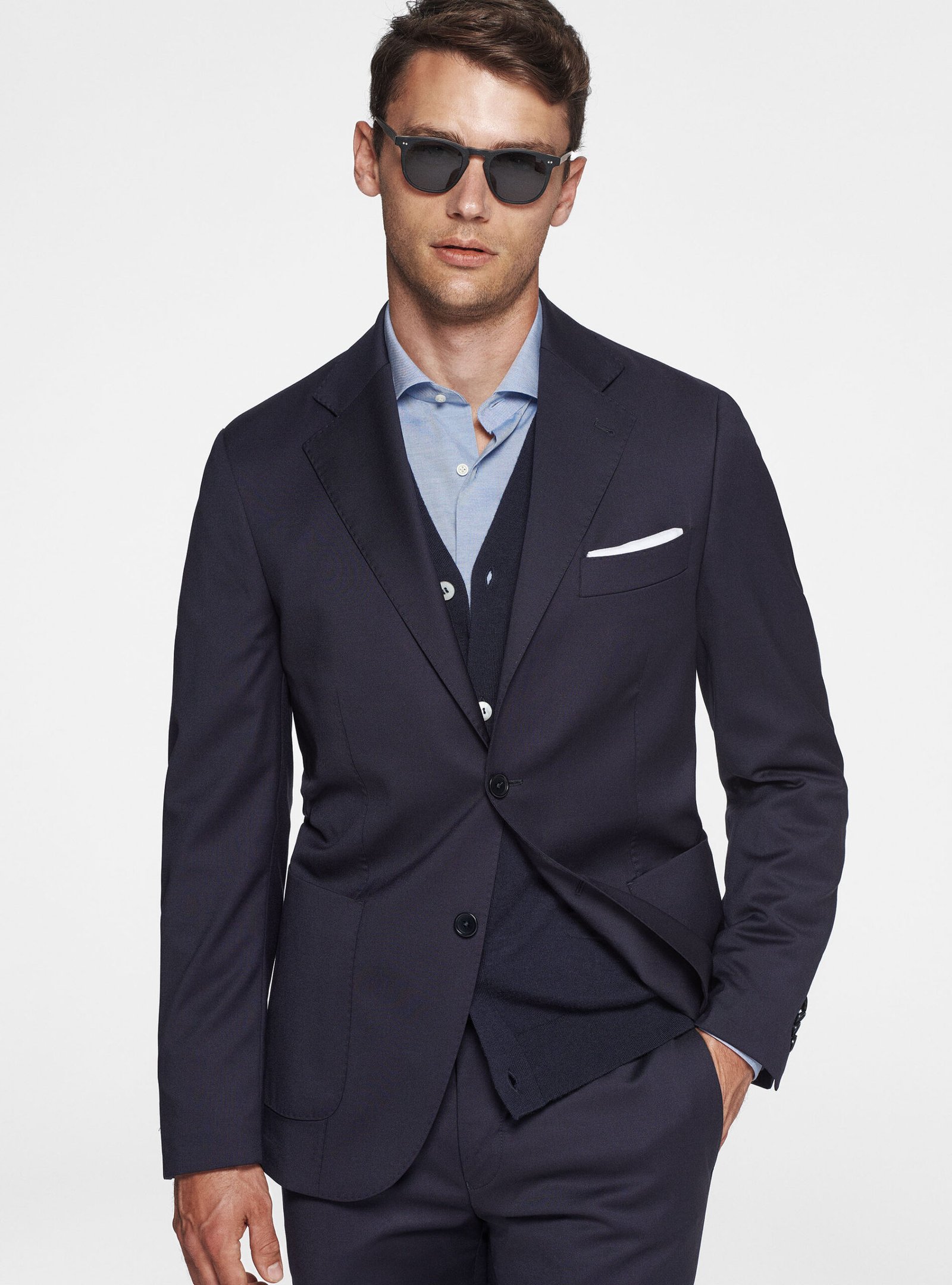 Navy blue suit in pure wool Reda