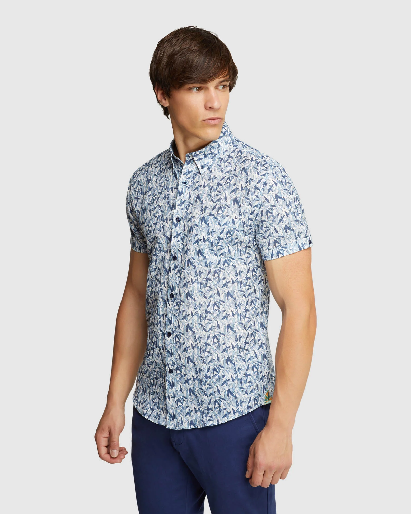 Tottenham Linen Cotton Print Short Sleeve Shirt