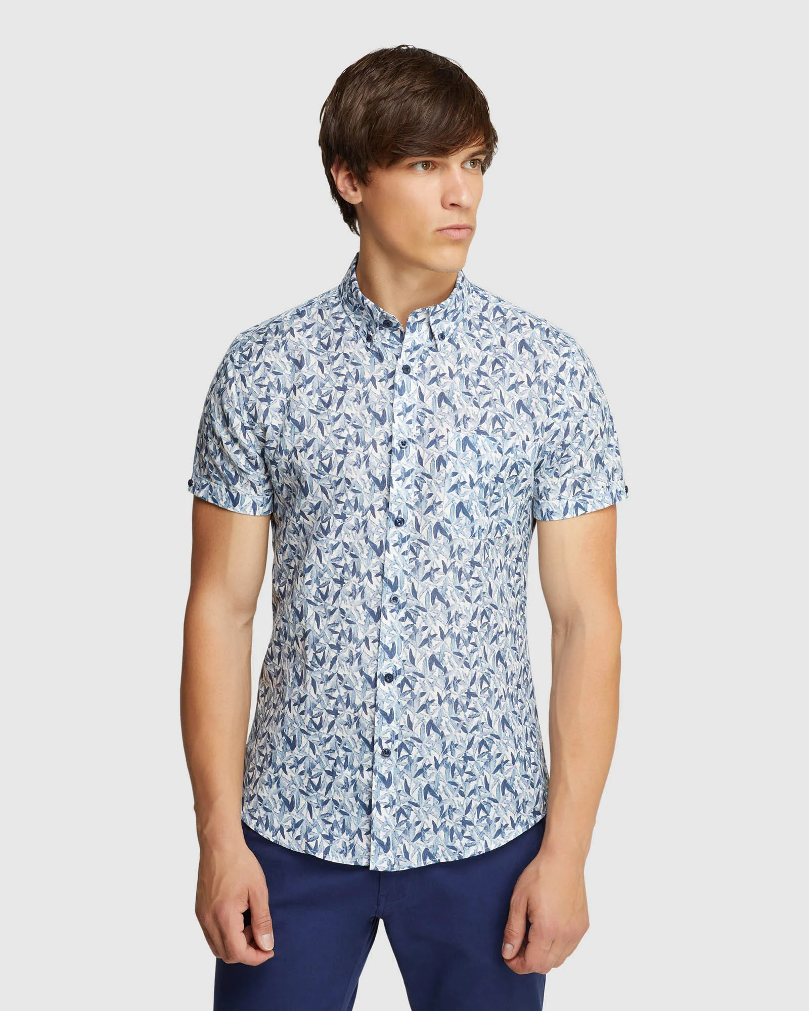 Tottenham Linen Cotton Print Short Sleeve Shirt