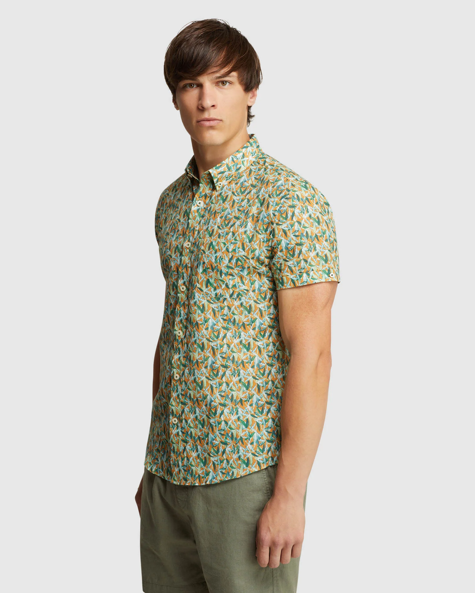 Tottenham Linen Cotton Print Short Sleeve Shirt