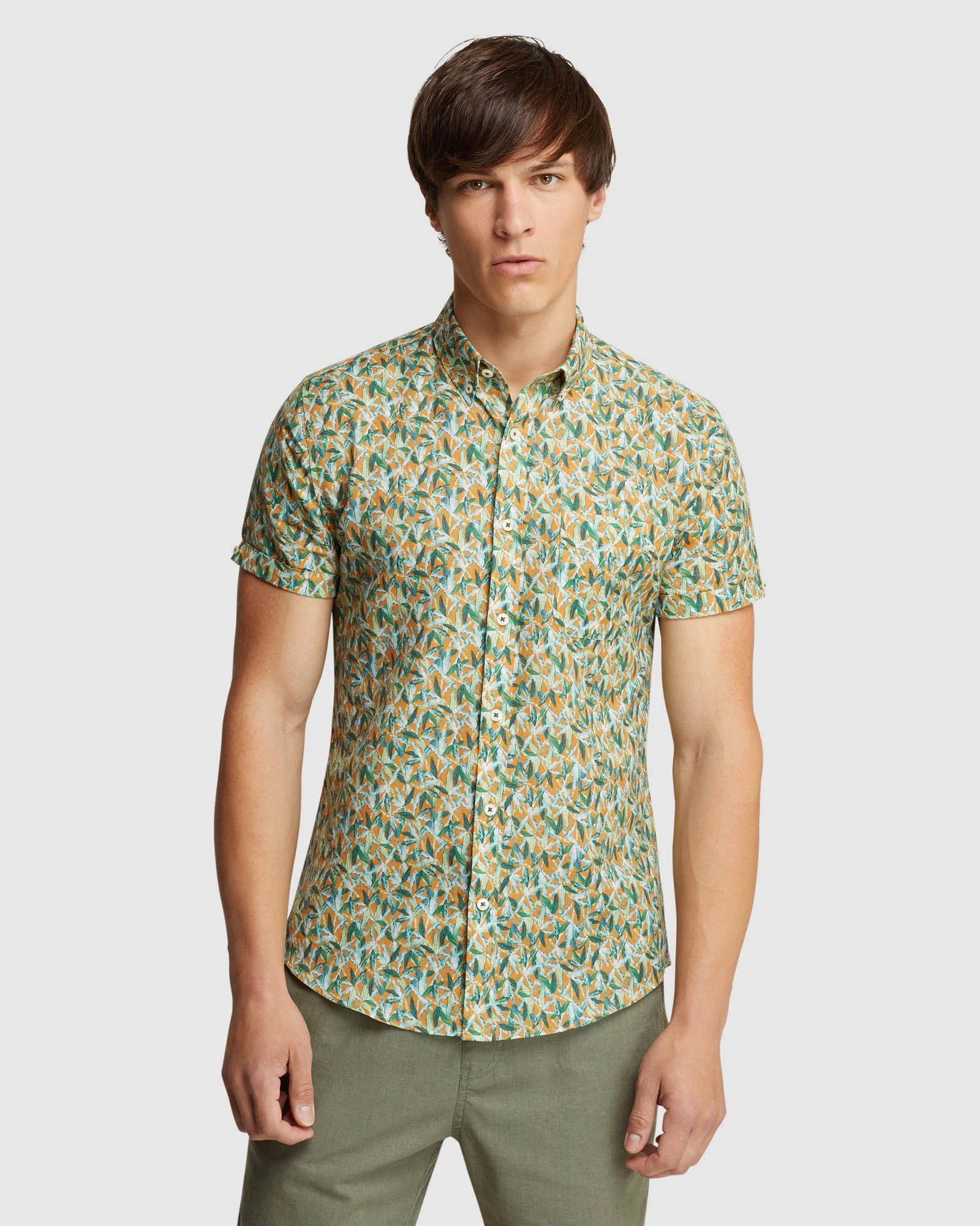 Tottenham Linen Cotton Print Short Sleeve Shirt